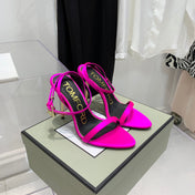 PADLOCK HIGH HEEL 10 CM SANDAL IN BRIGHT PINK SHEEPSKIN
