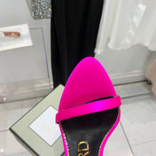TOM FORD 26S GOLD BUCKLE HEELS 105 MM IN DARK PINK LAMBSKIN