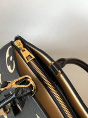 PETIT PALAIS PM LARGE SHOULDER BAG 34 IN BLACK MIX BEIGE EMBOSSED COWHIDE GOLD-TONE HARDWARE