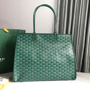 HARDY PM BAG 40 IN GREEN GOYARDINE CANVAS AND TAURILLON LEATHER TRIM