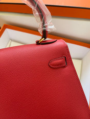 KELLY MINI 20 BAG IN RUBY RED CALFSKIN WITH GOLD HARDWARE
