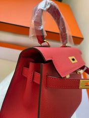 KELLY MINI 20 BAG IN RUBY RED CALFSKIN WITH GOLD HARDWARE