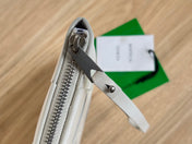 LARGE CASSETTE POUCH 35 IN WHITE CALFSKIN