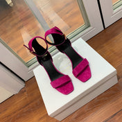 BALMAIN 25S THIN STRAP HIGH HEELS 105MM IN FUCHSIA SUEDE GOLD HARDWARE
