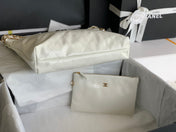 CC MEDIUM 37 HANDBAG IN WHITE SHINY CALFSKIN GOLD HARDWARE