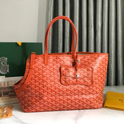 CHIEN GRIS BAG 33 IN ORANGE GOYARDINE CANVAS AND CALFSKIN TRIM