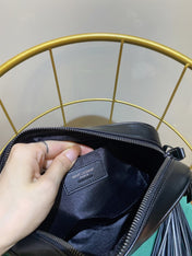LOU 23 CAMERA BAG IN BLACK QUILTED LEATHER
