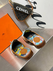 0Z MULE CARAMEL AND SKY CALFSKIN WITH PATTERN