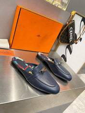 0Z MULE INDIGO CALFSKIN WITH PATTERN