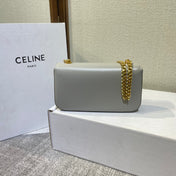 CHAIN EMBOSSED ARMPIT BAG 20 IN STONE GRAY CALFSKIN