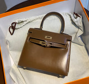 KELLY MINI 20 BAG IN CHOCOLATE BROWN SMOOTH CALFSKIN WITH GOLD HARDWARE