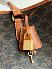 TRIOMPHE CABAS 35 BLACK CALFSKIN TOTE