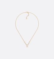 CD 26S CD LOGO CRYSTAL STATION NECKLACE IN GOLD TONE METAL WITH WHITE CRYSTAL 631006