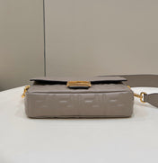 BAGUETTE WITH FF MOTIF 27 IN PINE CONE SOFT LAMBSKIN GOLD HARDWARE