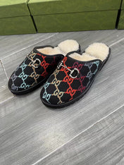 GG SUPREME MULE IN COLORFUL CANVAS AND WOOL LINING