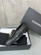 CHANEL 26S LOAFERS IN BLACK QUILTED CALFSKIN WITH CC LOGO