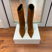 BALMAIN 26S BOOTS 105 MM IN BROWN SUEDE