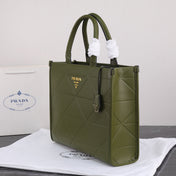PRA LARGE 39 TOTE IN OLIVE GREEN CALFSKIN GOLD HARDWARE