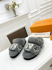 DAD SANDAL MULE IN SHADOW GRAY MIX WHITE FLEECE