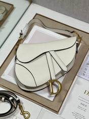 DIOR 26S SADDLE BAG 19 IN WHITE CALFSKIN