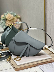 DIOR 26S SADDLE BAG 25 IN BLUE CALFSKIN