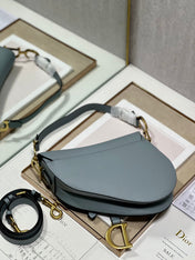 DIOR 26S SADDLE BAG 25 IN BLUE CALFSKIN