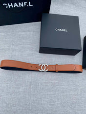 CHANEL 26S BELT 30 MM IN CARAMEL BROWN CALFSKIN WITH GOLD HARDWARE 661515