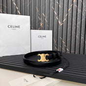 CELINE 25S TRIOMPHE BELT 25MM IN BLACK CALFSKIN 531766