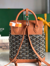 ALPIN MINI BACKPACK 21 IN TAN LAMBSKIN AND BLACK GOYARDINE CANVAS