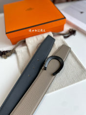 LUCK BELT BUCKLE & REVERSIBLE KHAKI BROWN LEATHER STRAP 38MM BLACK HARDWARE