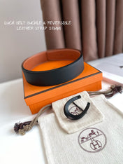 LUCK BELT BUCKLE & REVERSIBLE GINGER ORANGE LEATHER STRAP 38MM BLACK HARDWARE