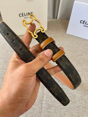 CL logo Cut-out Belt 25mm Black Tan Triomphe Canvas Ghw
