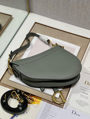 DIOR 26S SADDLE BAG 25 IN STONE GREY CALFSKIN