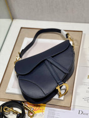 DIOR 26S SADDLE BAG 25 IN NAVY BLUE CALFSKIN