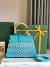 SAÏGON PM BAG 28 IN LIGHT BLUE GOYARDINE CANVAS AND CALFSKIN
