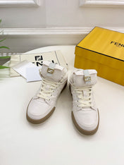 FENDI LOGO SOCK SNEAKER BOOTS IN WHITE LAMBSKIN