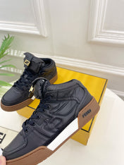 FENDI LOGO SOCK SNEAKER BOOTS IN BLACK LAMBSKIN
