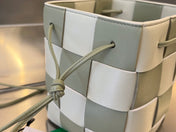 SMALL CASSETTE BUCKET 18 IN XANADU MIX WHITE CALFSKIN