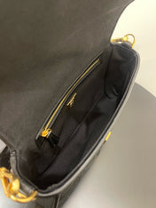 FENDI 26 BAGUETTE BLACK NAPPA LEATHER BAG WITH GOLD HARDWARE