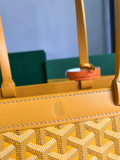 BELLECHASSE BIAUDE PM BAG 36 IN YELLOW GOYARDINE CANVAS AND CALFSKIN TRIM