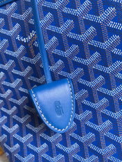 BELLECHASSE BIAUDE PM BAG 36 IN BLUE GOYARDINE CANVAS AND CALFSKIN TRIM