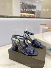 SL TRIBUTE SANDAL GLOSSY NAVY CALFSKIN