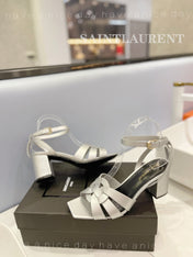 SL TRIBUTE SANDAL SILVER CALFSKIN