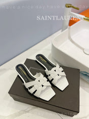 SL TRIBUTE SLIPPERS WHITE CALFSKIN
