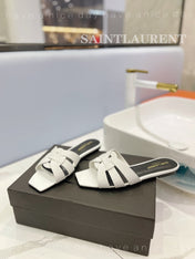 SL TRIBUTE SLIPPERS WHITE CALFSKIN