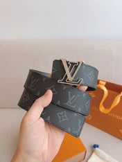 LV 25S BELT 40 MM IN BLACK MIX GREY CALFSKIN 593206