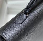 KELLY DEPECHES 34 BRIEFCASE IN BLACK TOGO CALFSKIN SILVER HARDWARE