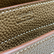 KELLY DEPECHES 38 BRIEFCASE IN ETOUPE TOGO CALFSKIN SILVER HARDWARE