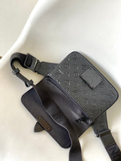 LV 25S S LOCK MESSENGER BAG 21 IN BLACK FULL EMBOSSED TAURILLON CALFSKIN