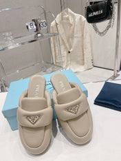PRA SOFT PADDED NAPPA SHEARLING MULES BEIGE LAMBSKIN